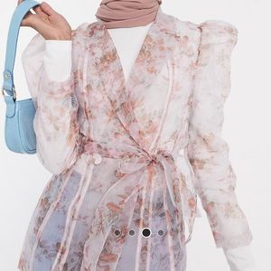 ASOS Floral Sheer Blazer - Pink and White